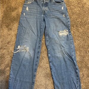 Casual Distressed Boyfriend Jeans in Blue